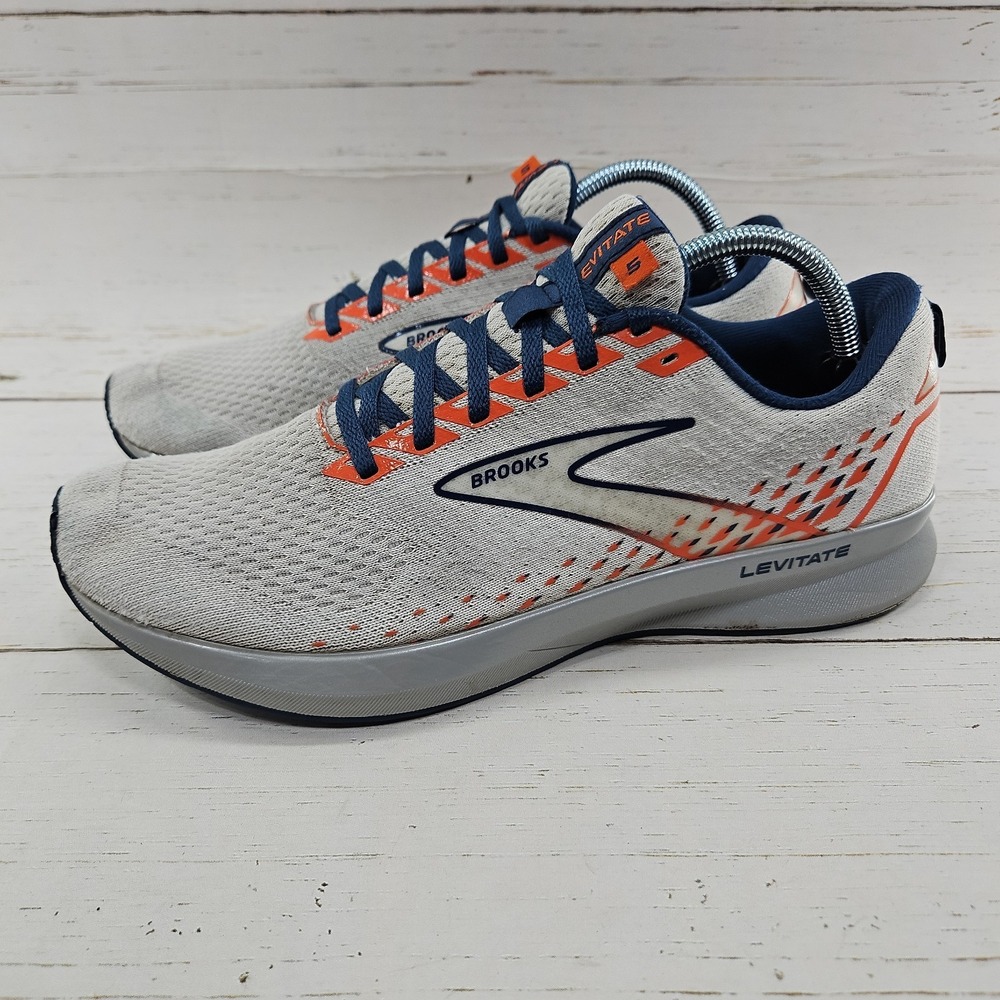 Brooks Levitate 5 Running Shoes Mens 10.5 Gray Navy Orange Sneakers 1103701D130